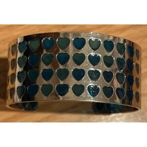 Silver Colored And Teal Heart Bracelet